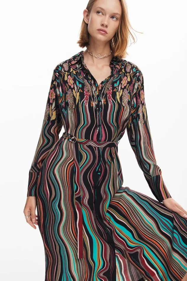 Dresses And Jumpsuits Women Desigual Midi Shirt Dress Materialfinishes