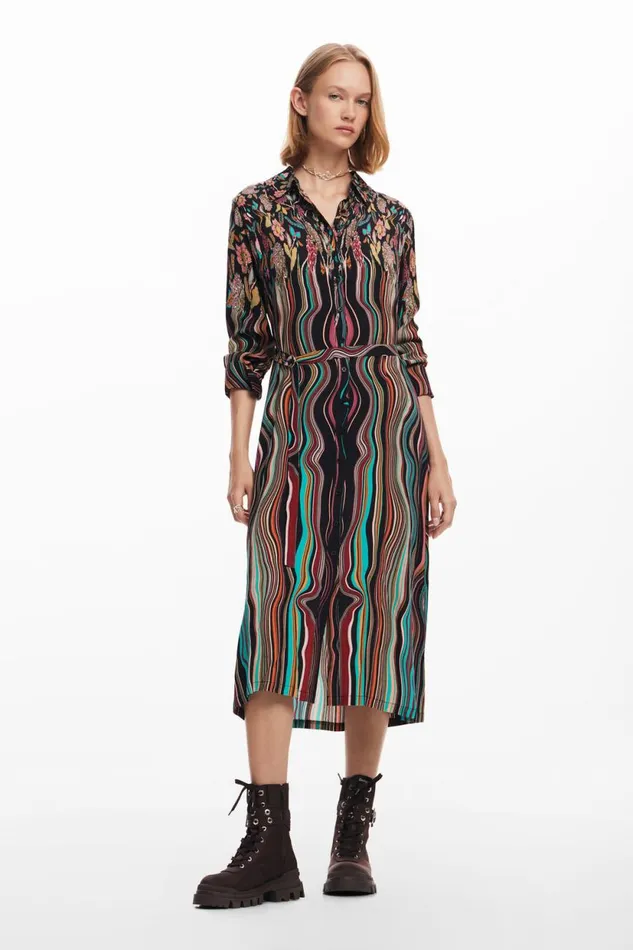 Dresses And Jumpsuits Women Desigual Midi Shirt Dress Materialfinishes