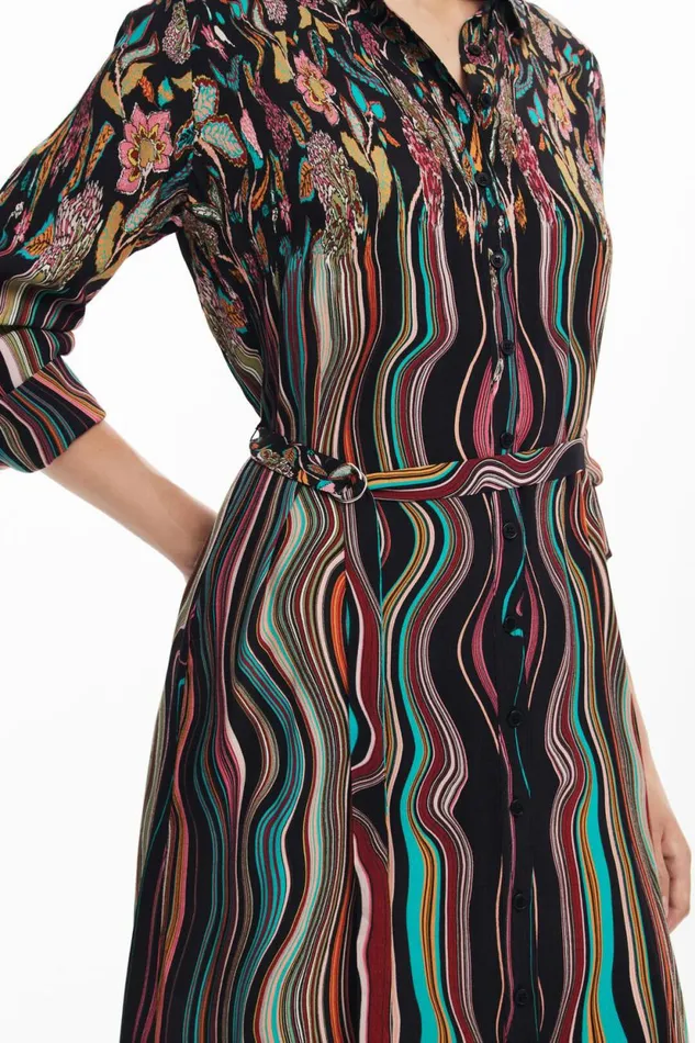 Dresses And Jumpsuits Women Desigual Midi Shirt Dress Materialfinishes