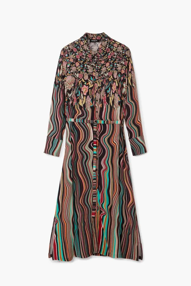 Dresses And Jumpsuits Women Desigual Midi Shirt Dress Materialfinishes