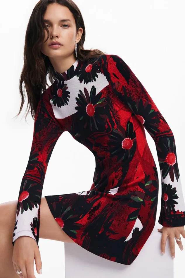 Dresses And Jumpsuits Women Desigual Mini Dress With M Christian Lacroix Print Red