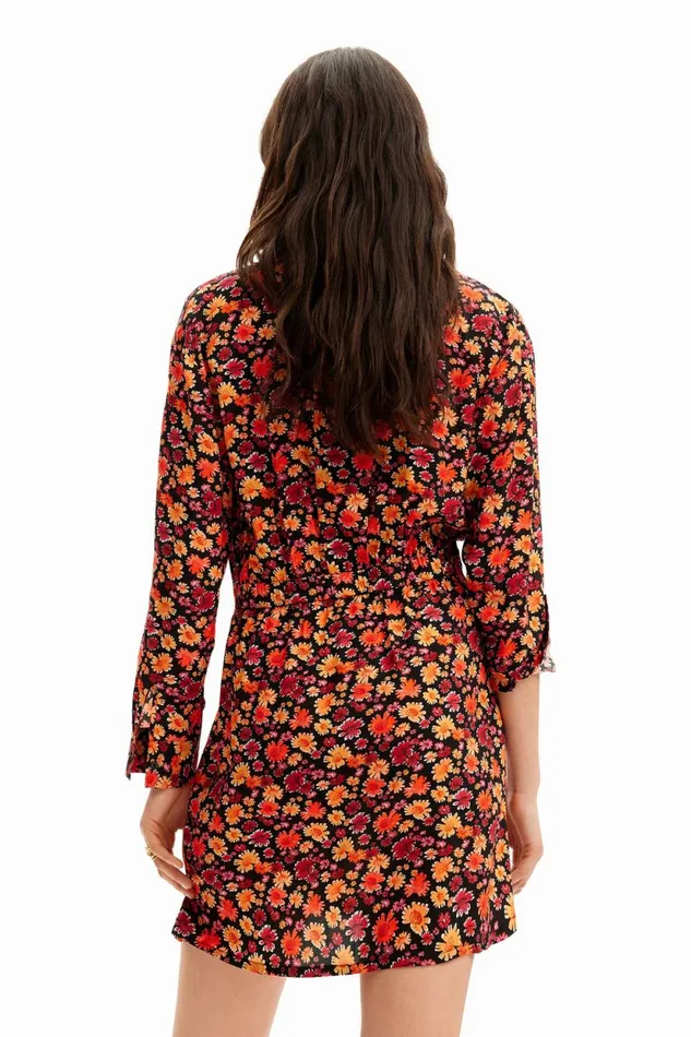 Dresses And Jumpsuits Women Desigual Short Floral Shirt Dress Red