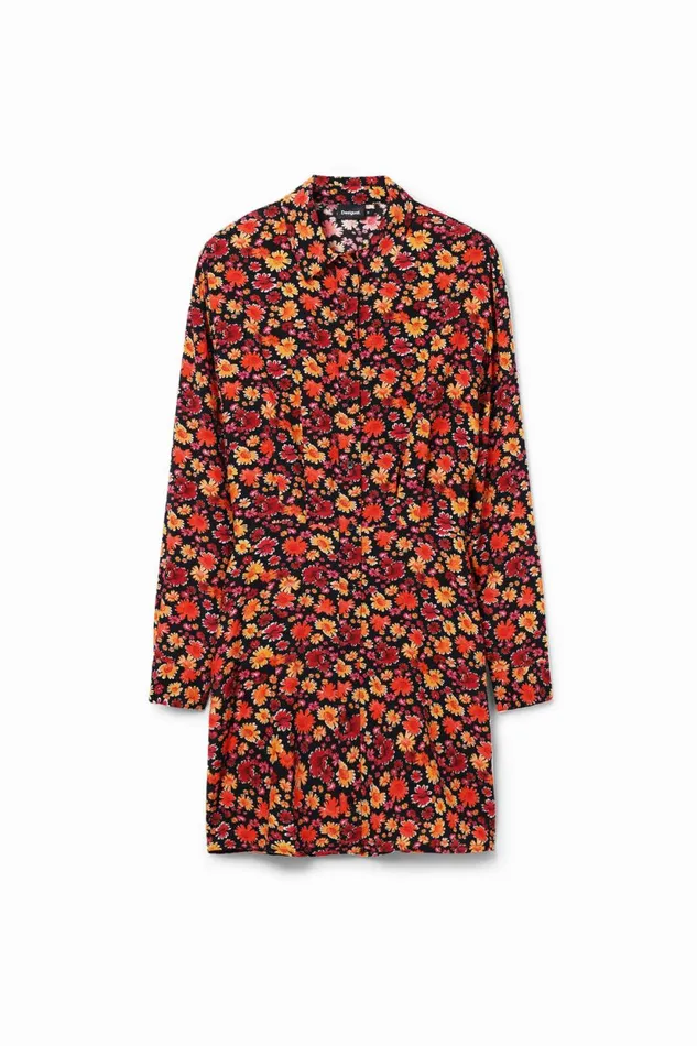 Dresses And Jumpsuits Women Desigual Short Floral Shirt Dress Red