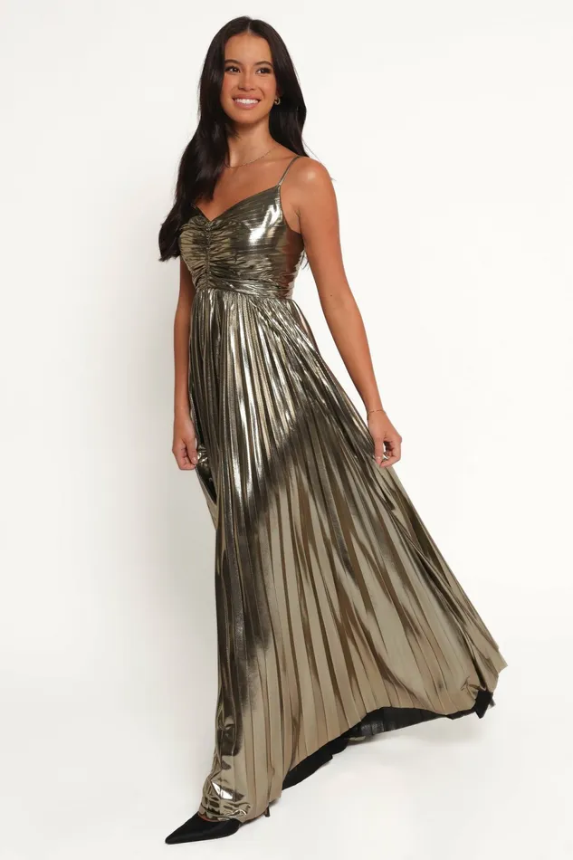 Dresses Naira Pleated Maxi Dress Gold 8211 Petal and Pup Women