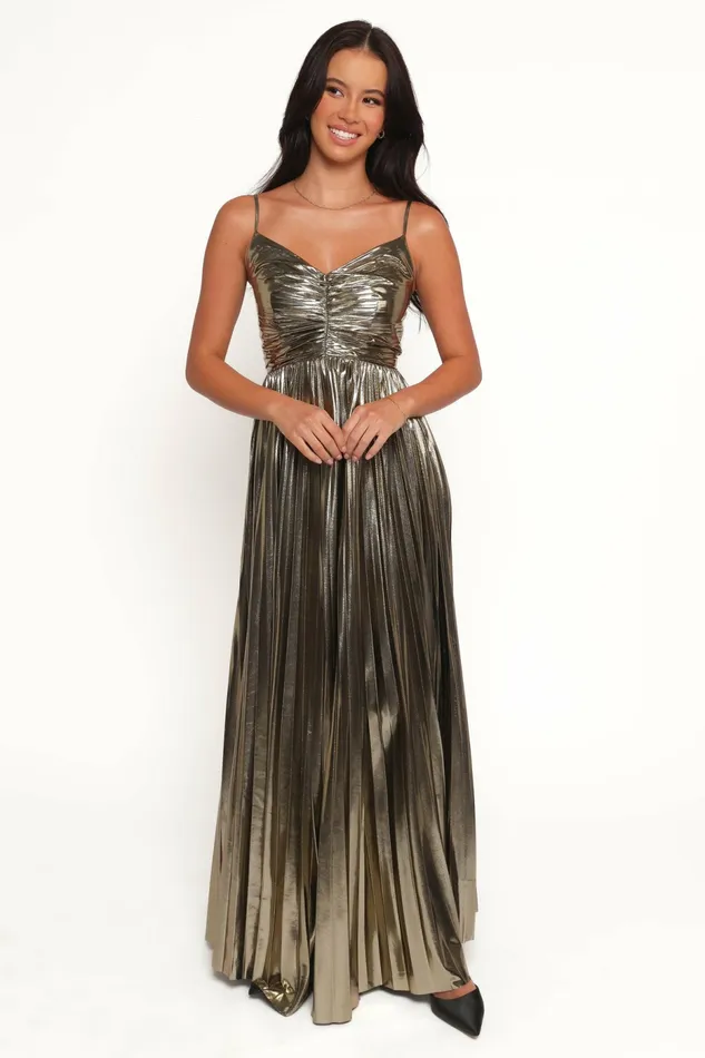 Dresses Naira Pleated Maxi Dress Gold 8211 Petal and Pup Women