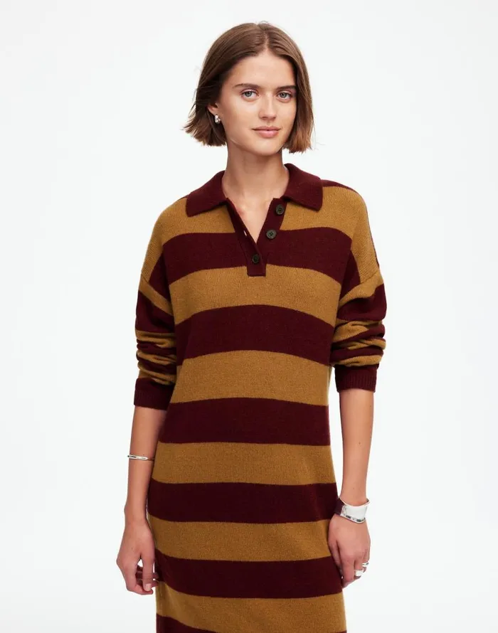 Dresses Women Madewell Relaxed Sweater Dress In Stripe Htr Aroma Stripe