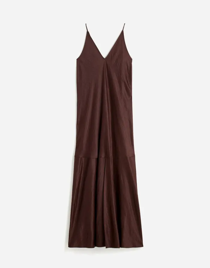 Dresses Women Madewell Satin Sleeveless Maxi Slip Dress Dark Carob