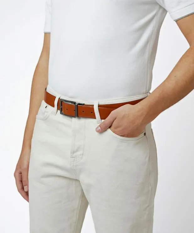 Dune London Belts Men Reversible Leather Belt Brown