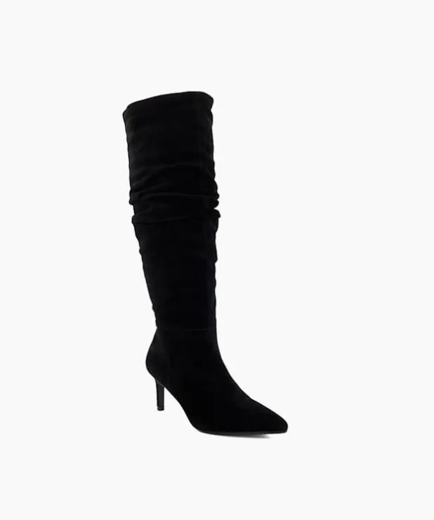 Dune London Black Boots Women Pointed Toe Slouchy KneeHigh Boots Black