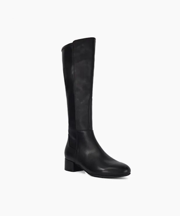 Dune London Black Boots Women Stretch Leather KneeHigh Boots Black Leather