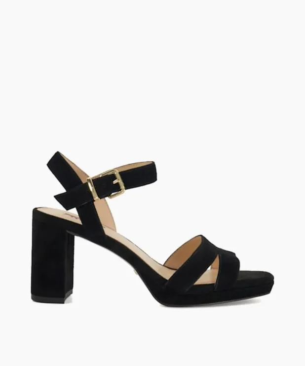 Dune London Black Sandals Women Block Heel Sandals Black Suede