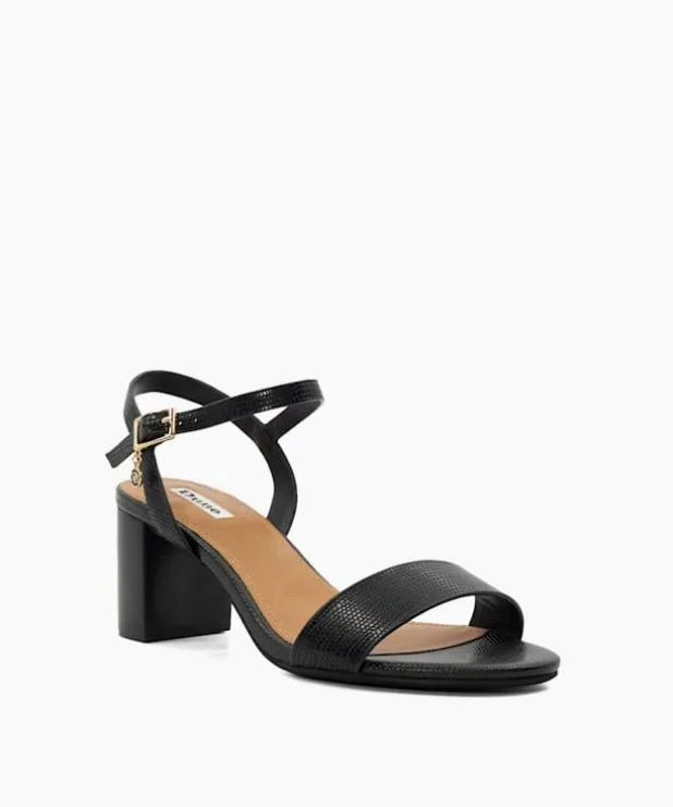 Dune London Black Sandals Women Leather Block Heeled Sandals Black