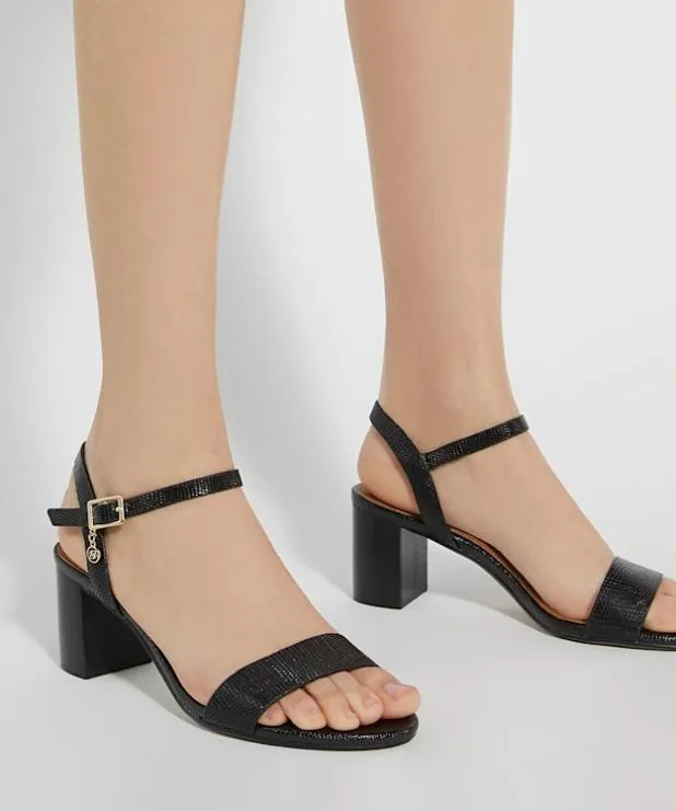 Dune London Black Sandals Women Leather Block Heeled Sandals Black