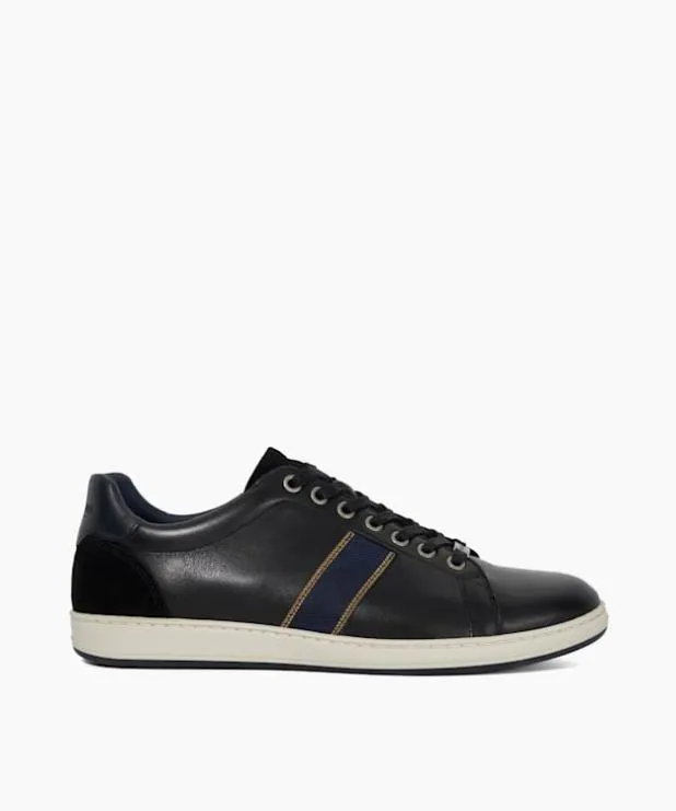 Dune London Black Shoes Men LaceUp Leather Trainers Black