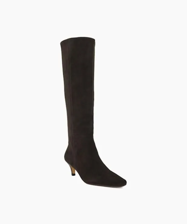 Dune London Brown Boots Women Knee High Low Heel Boots Brown