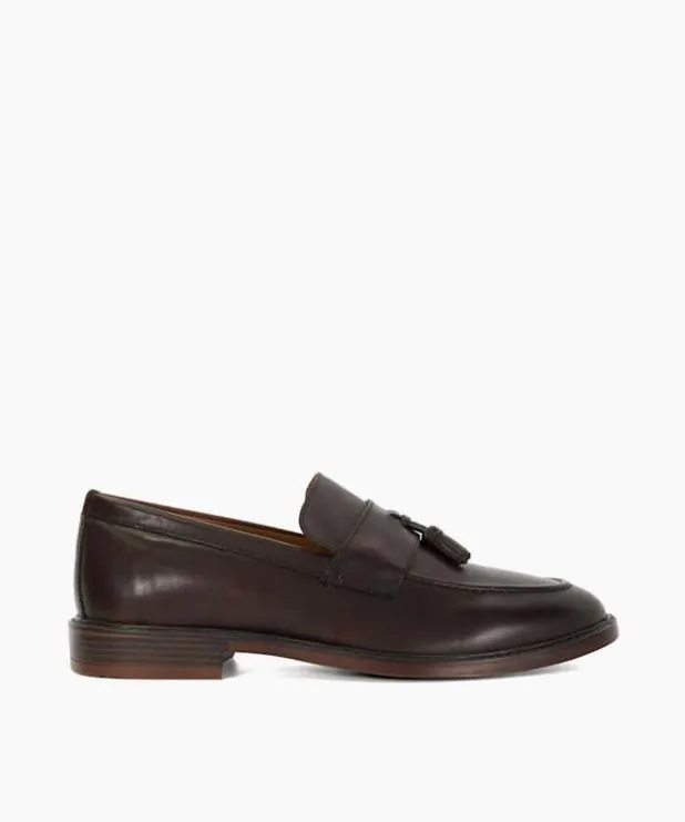 Dune London Brown Shoes Men Leather Tassel Loafers Brown