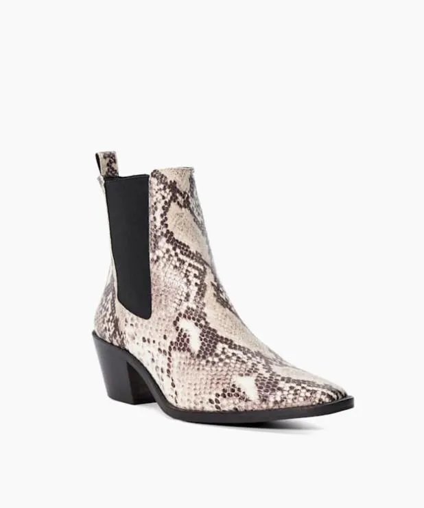 Dune London Chelsea Boots Women Reptile Print Leather Western Boots Neutral