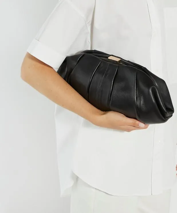 Dune London Clutch Bags Women Oversized Leather Handheld Clutch Black