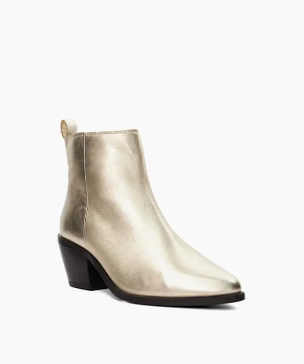 Dune London Flat Boots Women Western Ankle Boots Metallic