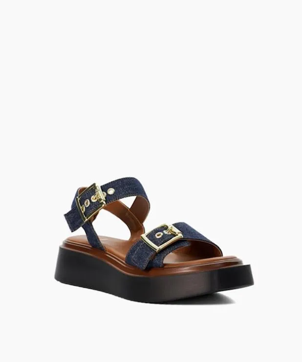 Dune London Flat Sandals Women Casual Flatform Sandals Blue