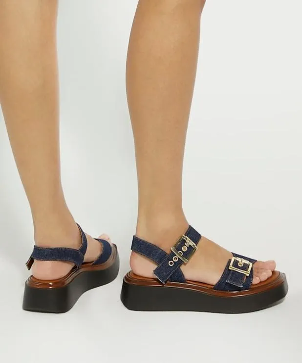 Dune London Flat Sandals Women Casual Flatform Sandals Blue