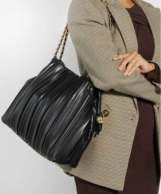 Dune London Handbags Women Pleated Chain Handle Bag Black