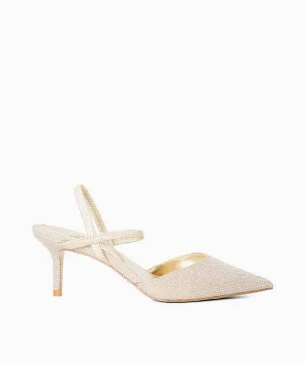 Dune London Heels Women Metallic Slingback Courts Metallic