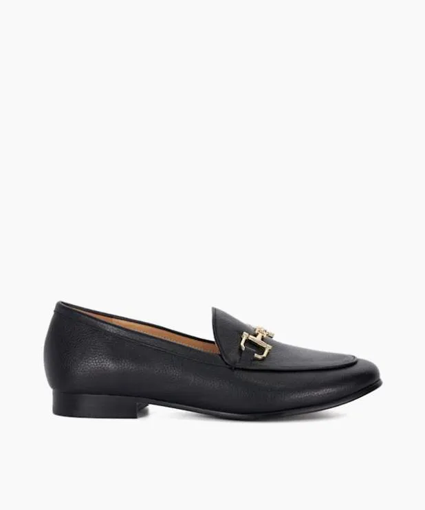 Dune London Loafers Women Leather Snaffle Trim Shoes Black