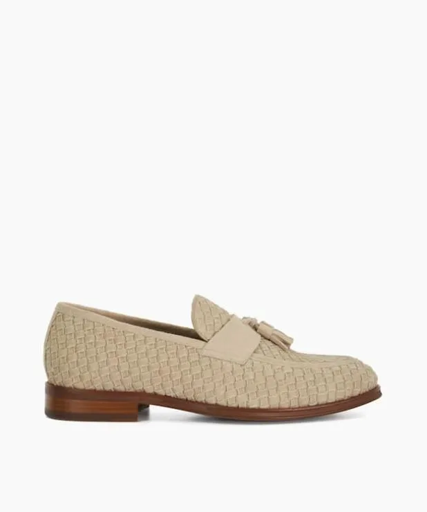 Dune London Smart Shoes Men Woven Tassel Slip On Loafers Neutral