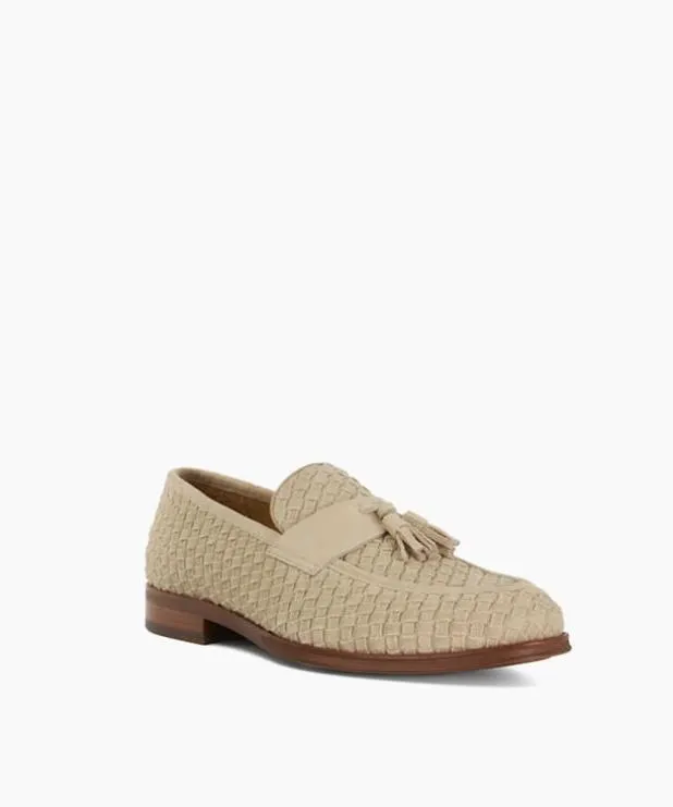 Dune London Smart Shoes Men Woven Tassel Slip On Loafers Neutral