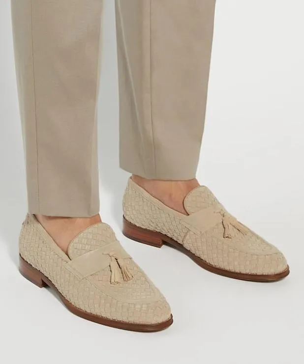Dune London Smart Shoes Men Woven Tassel Slip On Loafers Neutral