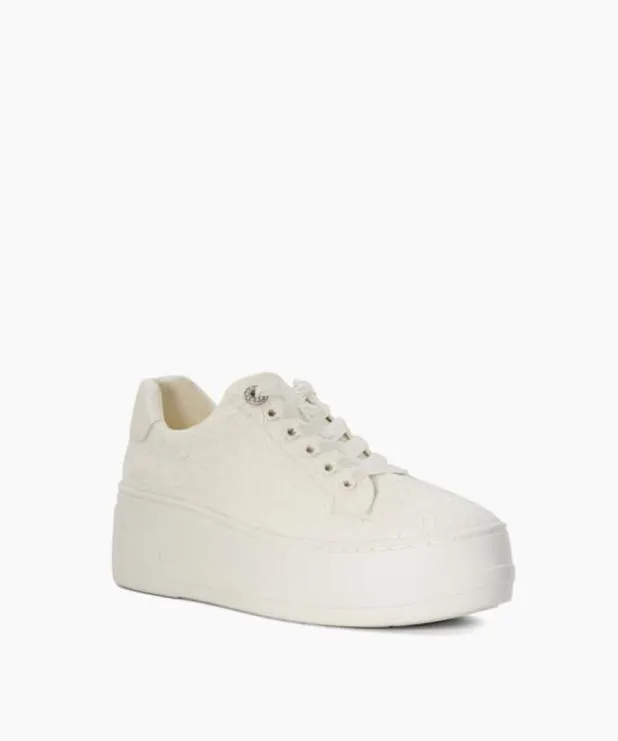 Dune London Trainers Women Lace Detail Platform Trainer White
