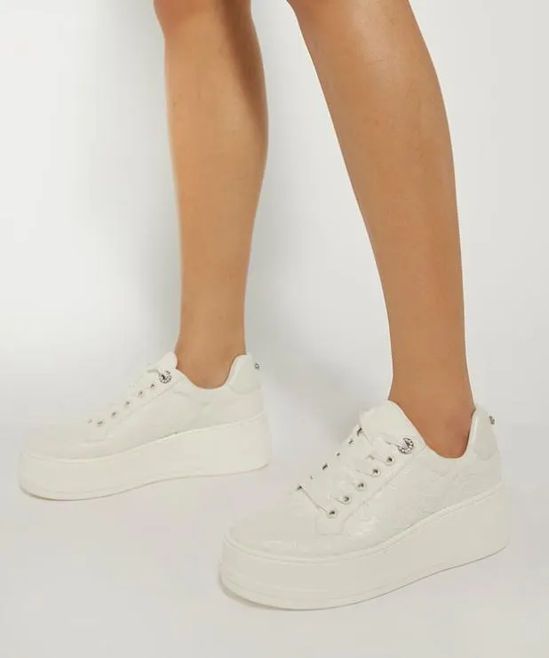 Dune London Trainers Women Lace Detail Platform Trainer White