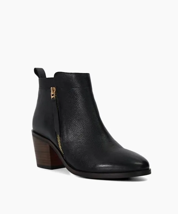 Dune London Wide Fit Boots Women Block Heel Side Zip Boots Black