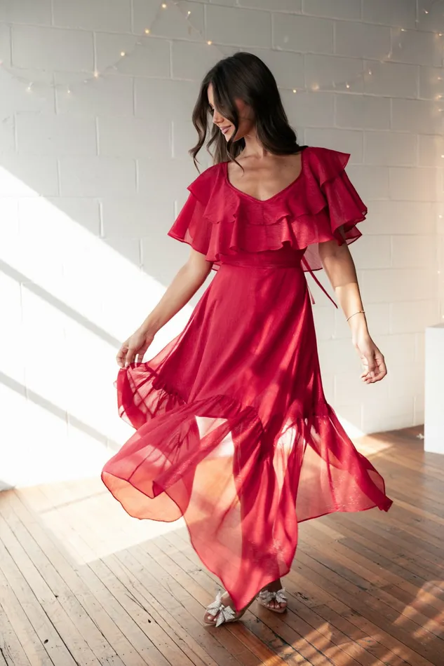 Event Dresses Petal and Pup Women Merida Midi Dress Red
