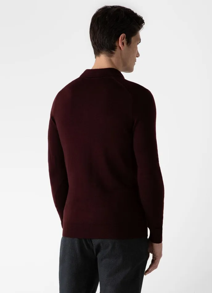 ExtraFine Merino Polo Shirt Maroon Men SUNSPEL Polo Shirts