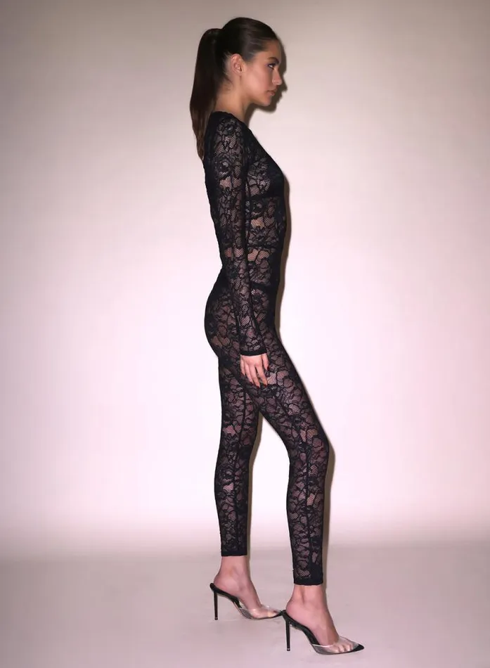 Fleur Du Mal Bodysuits Lace Catsuit Black 8211 Women