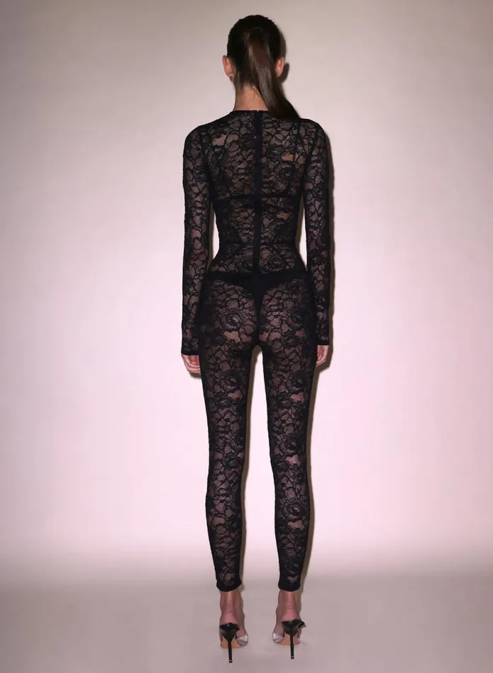 Fleur Du Mal Bodysuits Lace Catsuit Black 8211 Women