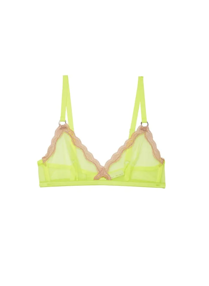 Fleur Du Mal Bralettes and Wireless Bras Sheer Tulle Bralette Neon Lemon 8211 Women Fleur Du Mal Bralettes and Wireless Bras Sheer Tulle Bralette Neon Lemon 8211 Women