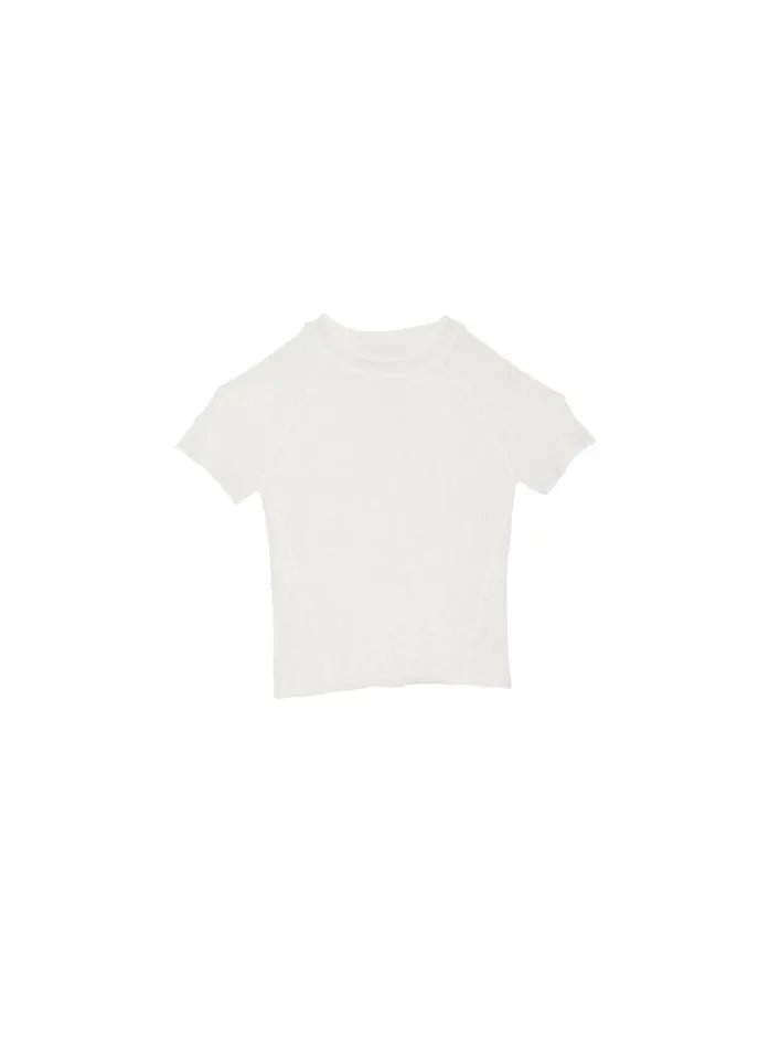 Fleur Du Mal Knitwear Lace Pointelle Tee Ivory 8211 Women