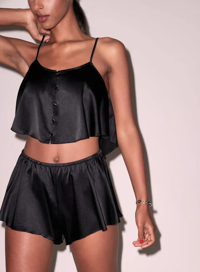 Fleur Du Mal Sleepwear Luxe Flutter Cami Black 8211 Women