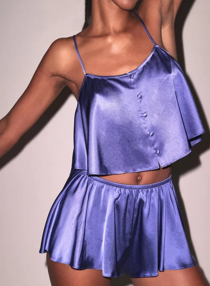Fleur Du Mal Sleepwear Luxe Flutter Cami Periwinkle 8211 Women