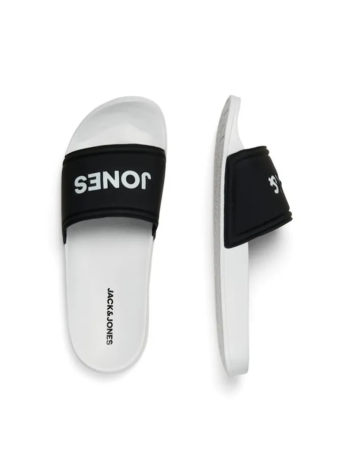 Flip Flops and Sandals JACK and JONES Mens LOGO POOL SLIDES White White Near Me