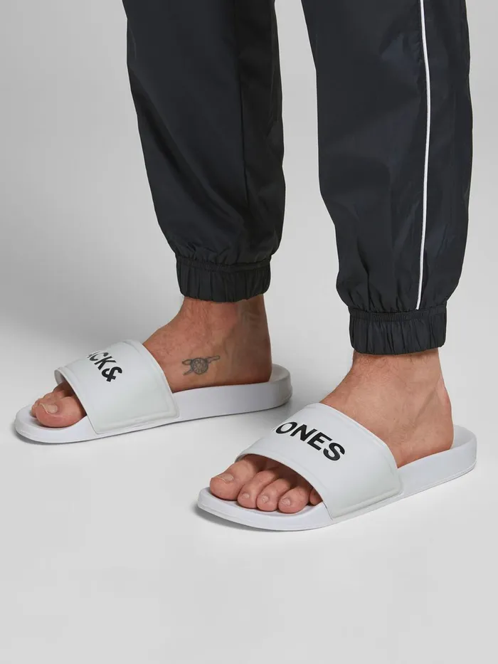 Flip Flops and Sandals JACK and JONES Mens LOGO POOL SLIDES White White Online Flip Flops and Sandals JACK and JONES Mens LOGO POOL SLIDES White White Online