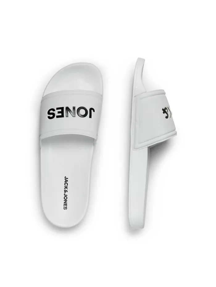 Flip Flops and Sandals JACK and JONES Mens LOGO POOL SLIDES White White Online