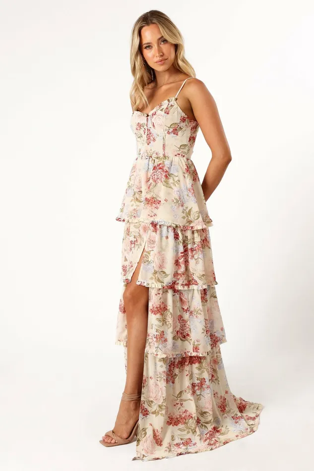 Floral Dresses Petal and Pup Women Mito Tiered Maxi Dress Cream Floral