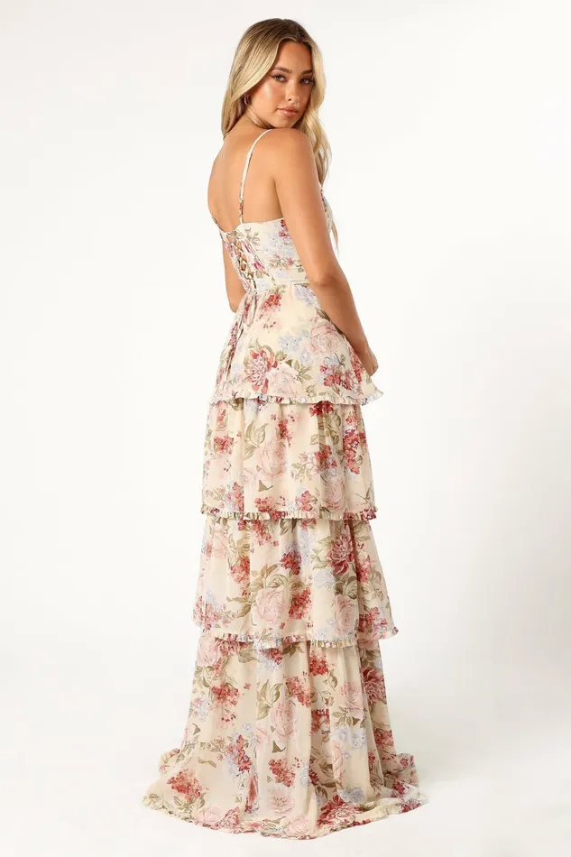 Floral Dresses Petal and Pup Women Mito Tiered Maxi Dress Cream Floral