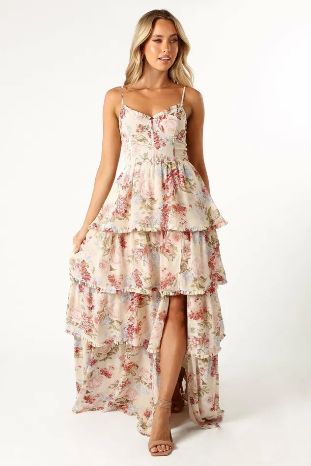 Floral Dresses Petal and Pup Women Mito Tiered Maxi Dress Cream Floral