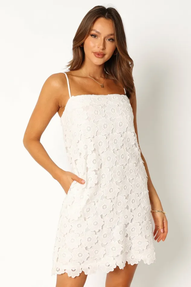 Floral Dresses Women Trinny Mini Dress White Petal and Pup