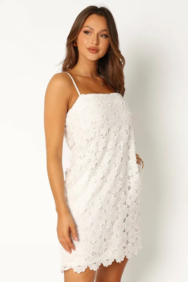 Floral Dresses Women Trinny Mini Dress White Petal and Pup